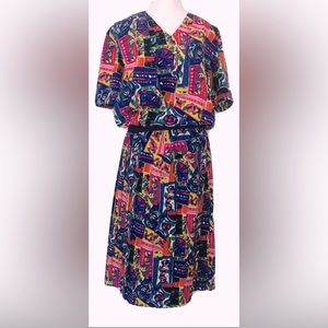 EVANNA Vintage 80’s Abstract Floral Set Top and Skirt‎ 12